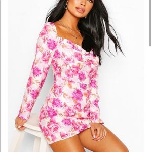 Boohoo Petite floral frill edge mini dress